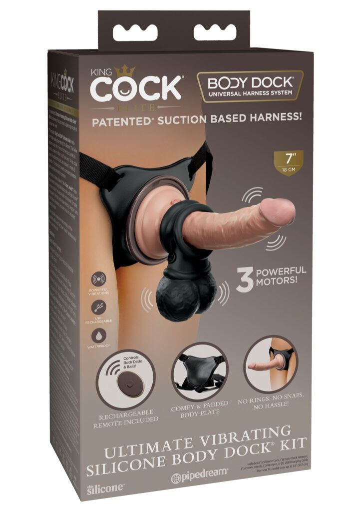 Pipedream Comfy Body Dock Harness Set incl. vibrating dildo and crown jewels