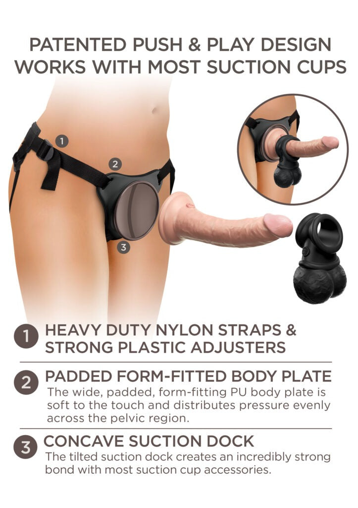 Pipedream Comfy Body Dock Harness Set incl. vibrating dildo and crown jewels