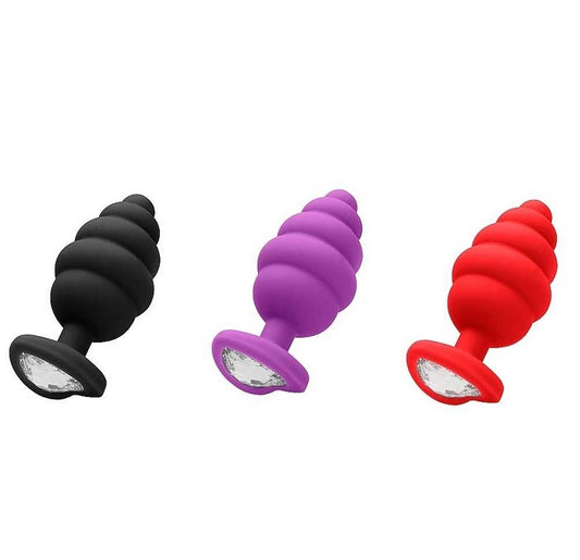 Ouch! Extra Large Ribbed Diamond Heart Anal Plug