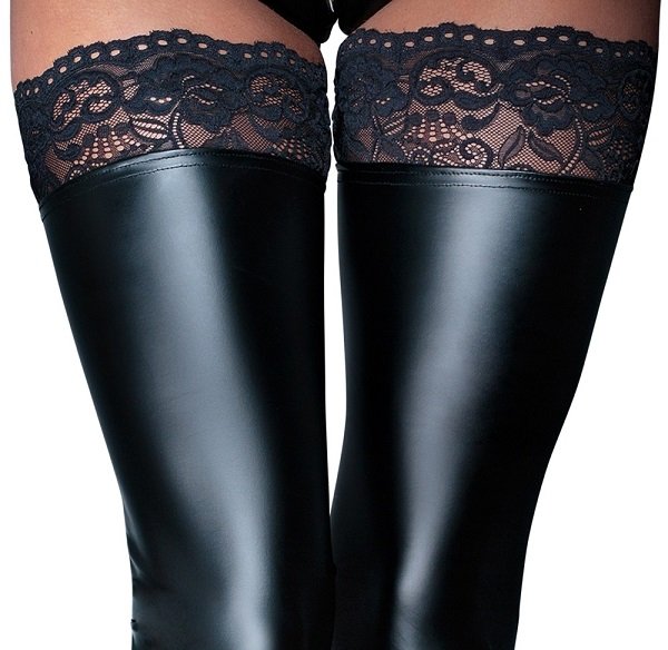 Noir Wetlook Stockings